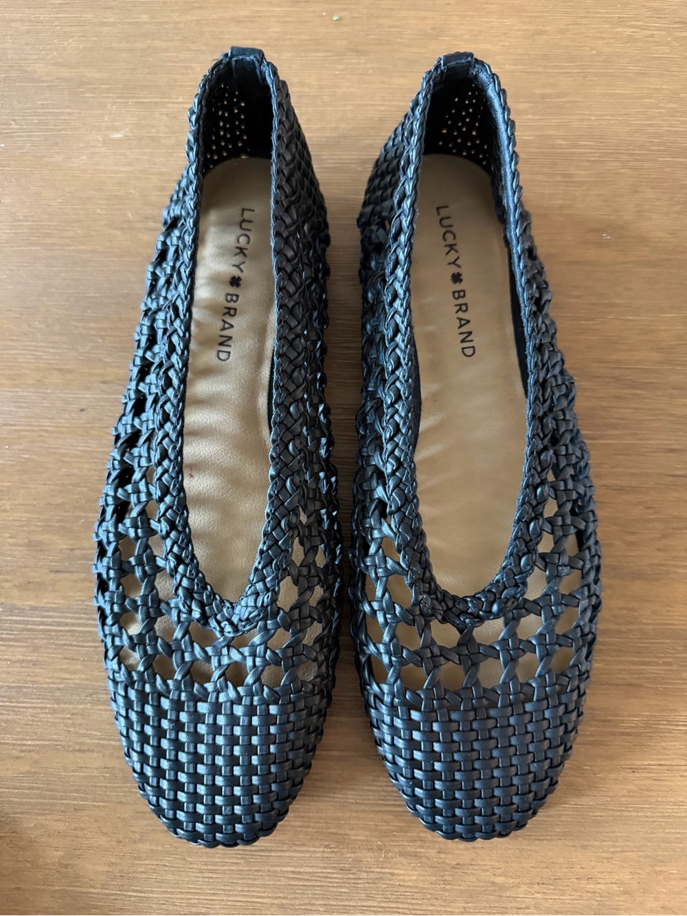 Lucky Brand Black Woven Ballet Flats